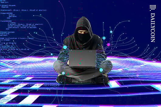 Hacker looking straight at you, whilst hacking.