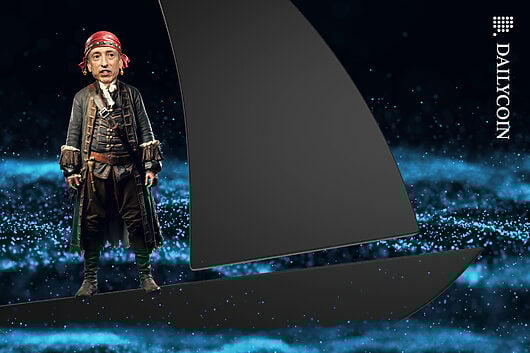Gary Gensler on the way to Open Sea on his boat dressed as a pirate.