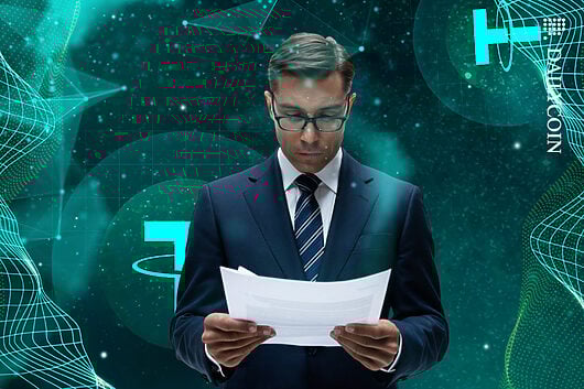 Guy reading the updates for the tether space.