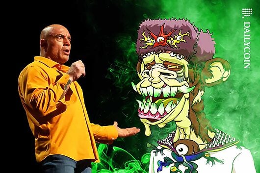 Joe Rogan being freaked out by a Bored Ape NFT.