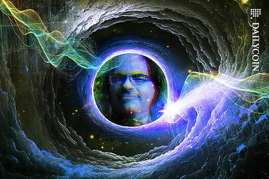 David Schwartz appearing in the centre of a blackhole.