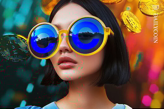 Woman with Coinbase glasses issuing warnings on XRP, DOGE & ADA.